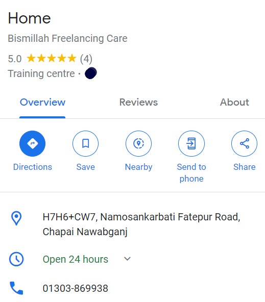 H7H6+CW7 Bismillah Freelancing Care, Namosankarbati Fatepur Road, Chapai Nawabganj